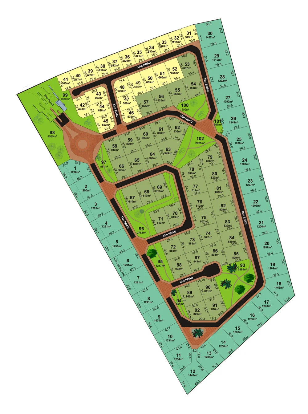 Zevenwacht Country Estate layout and erf sizes